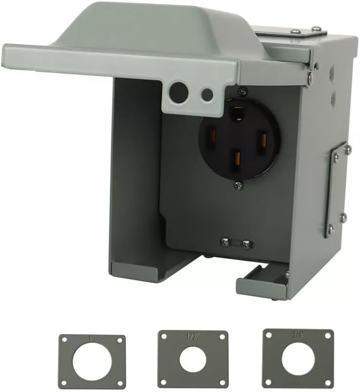 [Cars Parts] Enclosed Lockable Weatherproof Outdoor 50A 125/250 Volt RV/EV Power Outlet Box [Easy to Replace]